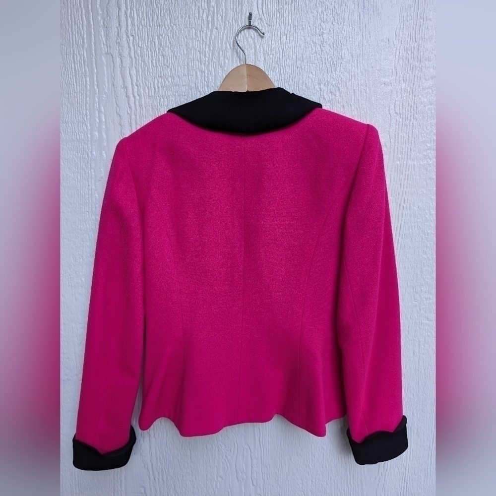 Vintage Union Made Label Barbiecore Magenta Pink Velvet Trim Rhinestone Blazer 6 - Picture 10 of 10